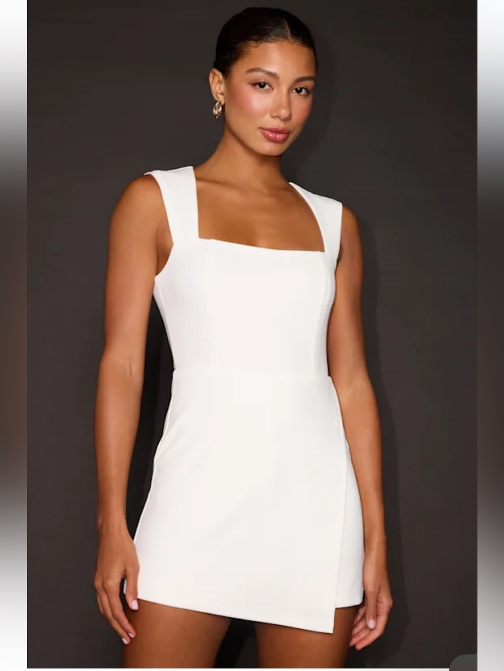 NWOT Lulus Enticing Endeavors White Square Neck Sleeveless Skort Romper